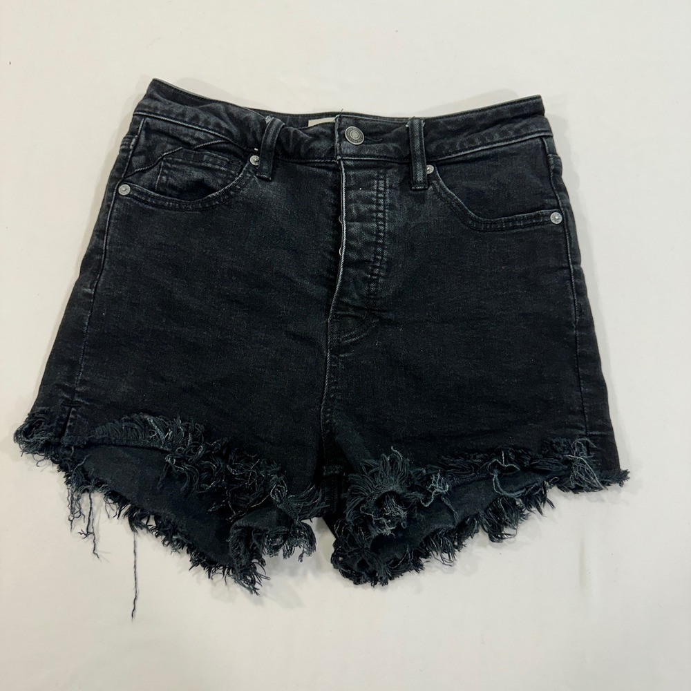 Free People We The Free Curvy Denim Shorts Womens 26 Black Distressed | Boho